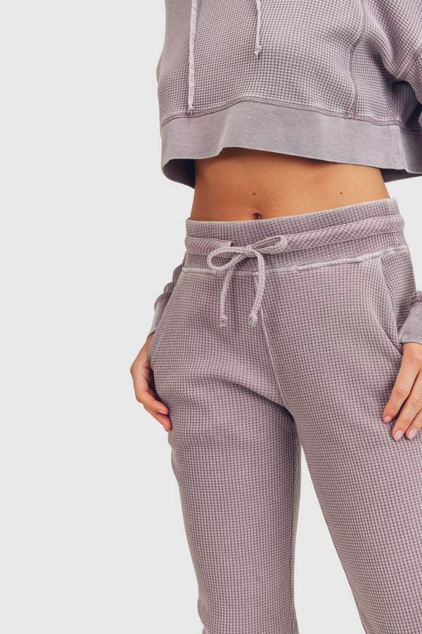 Mineral washed mauve waffle joggers – Darling Designz