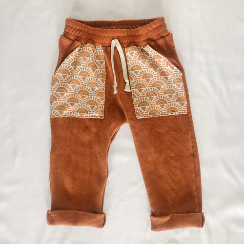 Kids Rust Sun Waffle Capri Pants