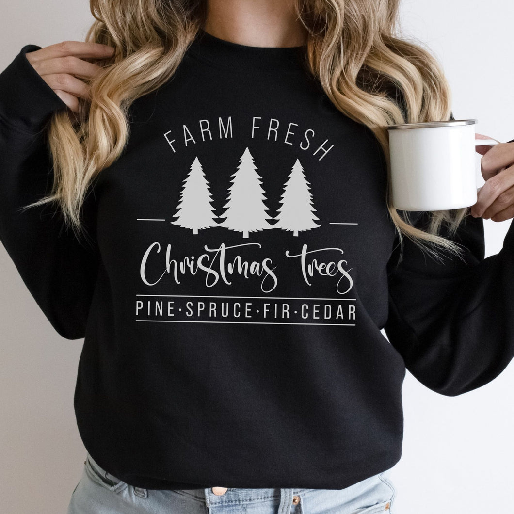 Farm Fresh Christmas Trees Sweatshirt in Dark Heathered Grey