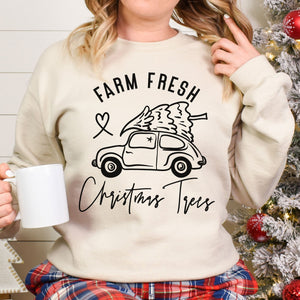 Christmas Tree Car sweatshirt in sand CLEARANCE