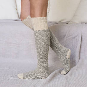 Ladies Two-Tone Lounge Socks in Oatmeal