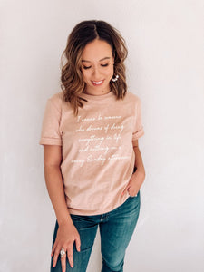 Rose Sunday afternoon quote tee in white