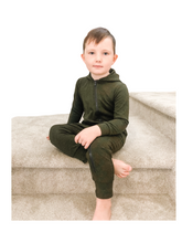 Forest Green Hooded Bamboo Zip Romper