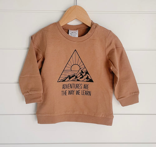 Adventures Are The Way We Learn Sweatshirt in Ginger for infants and toddlers