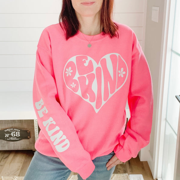 Be Kind Hot Pink Crewneck Sweatshirt – Darling Designz