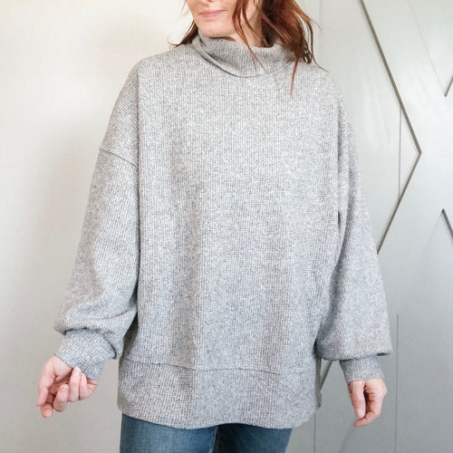 Ladies Grey Brushed Waffle Tunic