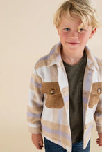 Kids Unisex Plaid Jacket shacket in Lavender and Camel