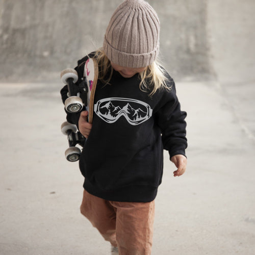 Kids Ski School or Snowboard School Sweatshirt in Black