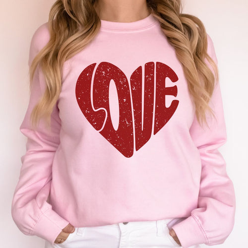 Distressed Love Heart Crewneck Sweatshirt